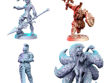 dnd miniatures |TYL| DND 1 Gray Unpainted Miniature Fantasy Miniatures for War Gaming, RPG 32mm - Scale Figures, Detailed Tabletop V2