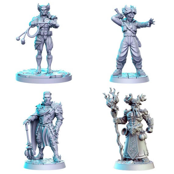 dnd miniatures |TYL| DND 56 Gray Unpainted Miniature Fantasy Miniatures for War Gaming, RPG 32MM Scale Figures, Detailed Tabletop V2