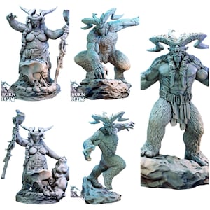 Fantasy Miniaturen | TYL | Yetis | Graue unbemalte Miniatur Fantasy Miniaturen für War Gaming, RPG 75 mm - Figuren aus Holz