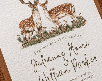 SAMPLE ONLY* Stag & Doe Deer Wedding Stationery, Invitation, Save the date, RSVP, Rustic, Country, Countryside