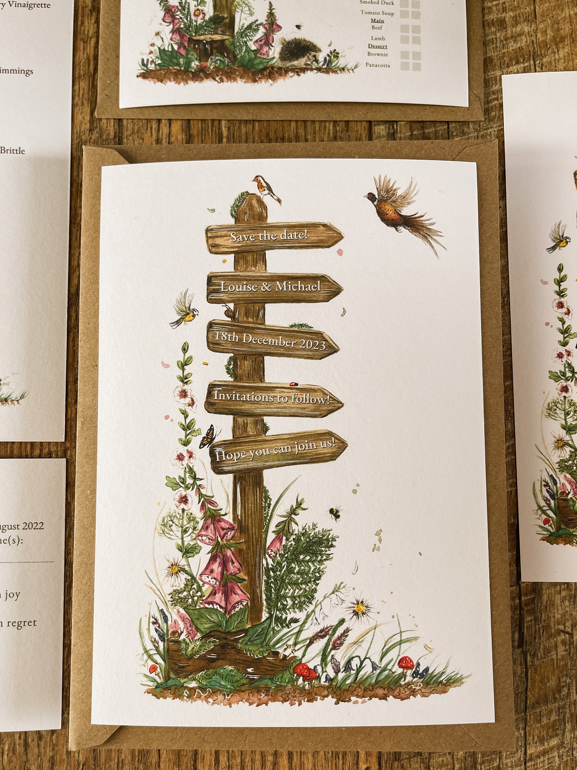 SAMPLE ONLY Woodland Signpost Wedding Stationery Invitation - Etsy