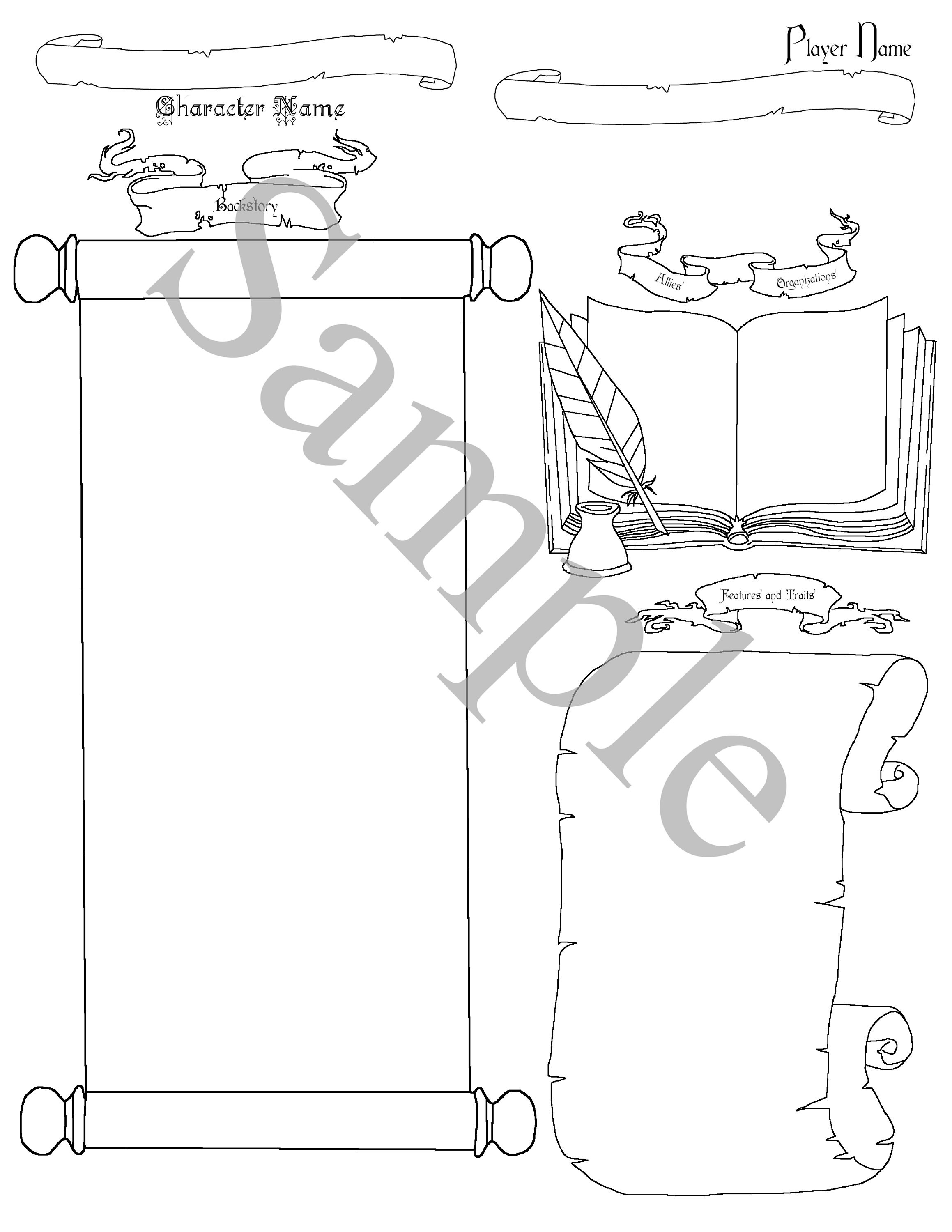 Custom D&amp;D Character Sheet, Equipment Pages With Equipment Slots ...