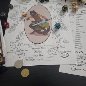 Custom D&D Character Sheet, equipment pages with equipment slots included