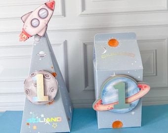 Space Party Box Astronaut, Outer Space Party Favors, Space Party Favors For Kids, Astronaut Birthday Decor, Space Candy Box, Pyramid Box