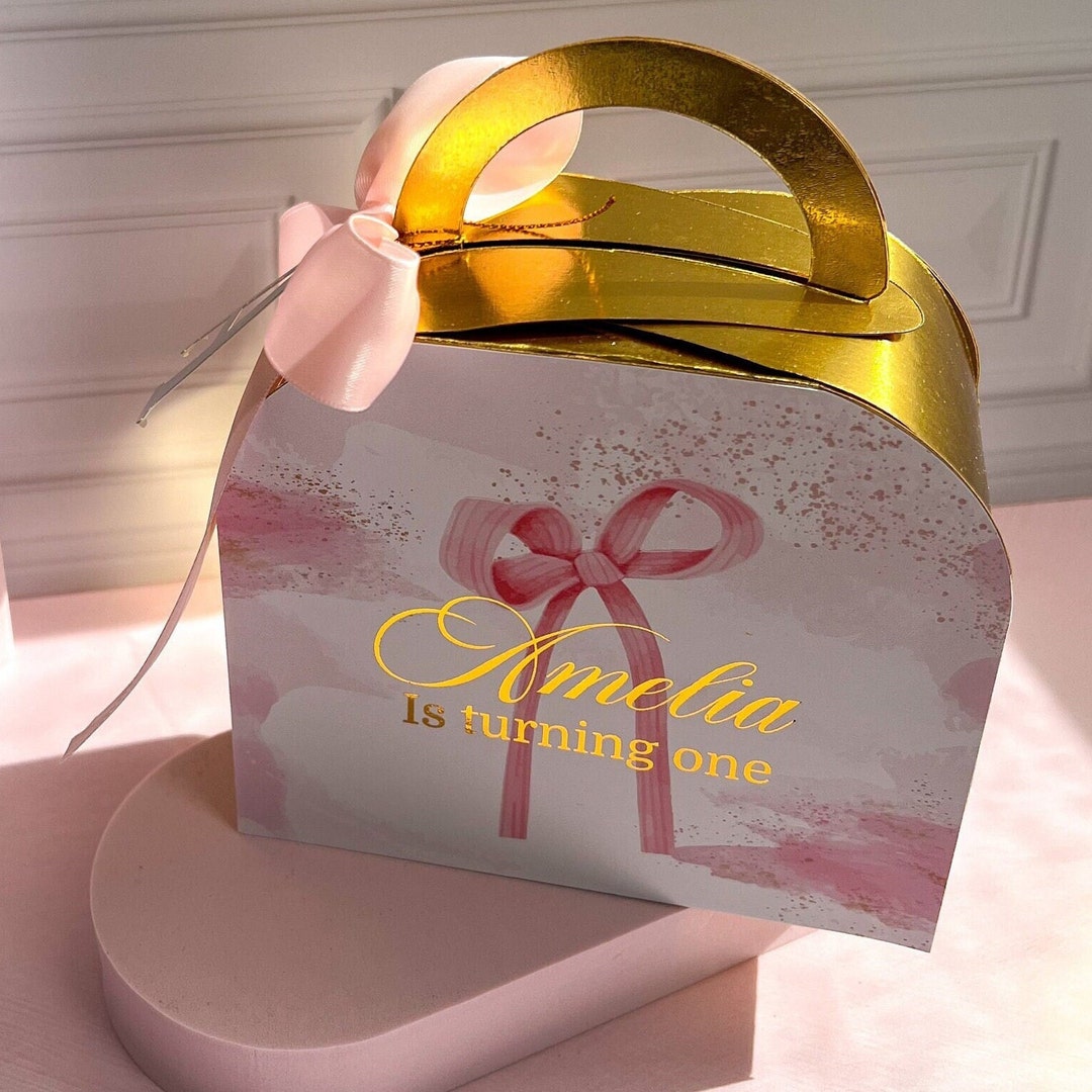 Bow Party Favors,bow Party Decor, Girl Pink Party Favor, Pink Gable Box ...