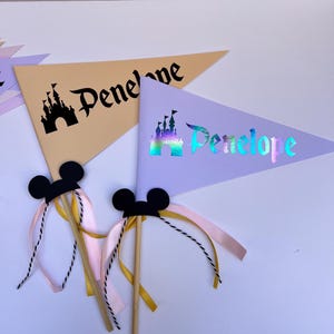 Pennant Flags, Happiest Birthday On Earth Pennants, Disneyland Party, Magical Party Flags, Disneyland Birthday Decorations, Flag Centerpiece
