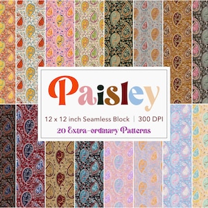 Indian Paisley Block Pattern – Digital Seamless Repeat, Textile Design, Wallpaper Print, Digital Paper, Pastel & Traditional Palette