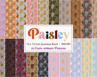 Indian Paisley Block Pattern – Digital Seamless Repeat, Textile Design, Wallpaper Print, Digital Paper, Pastel & Traditional Palette
