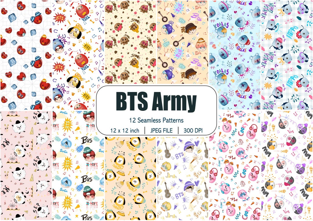 BTS Army Digital Seamless Pattern – Hip Hop Print, Wallpaper, Textile ...