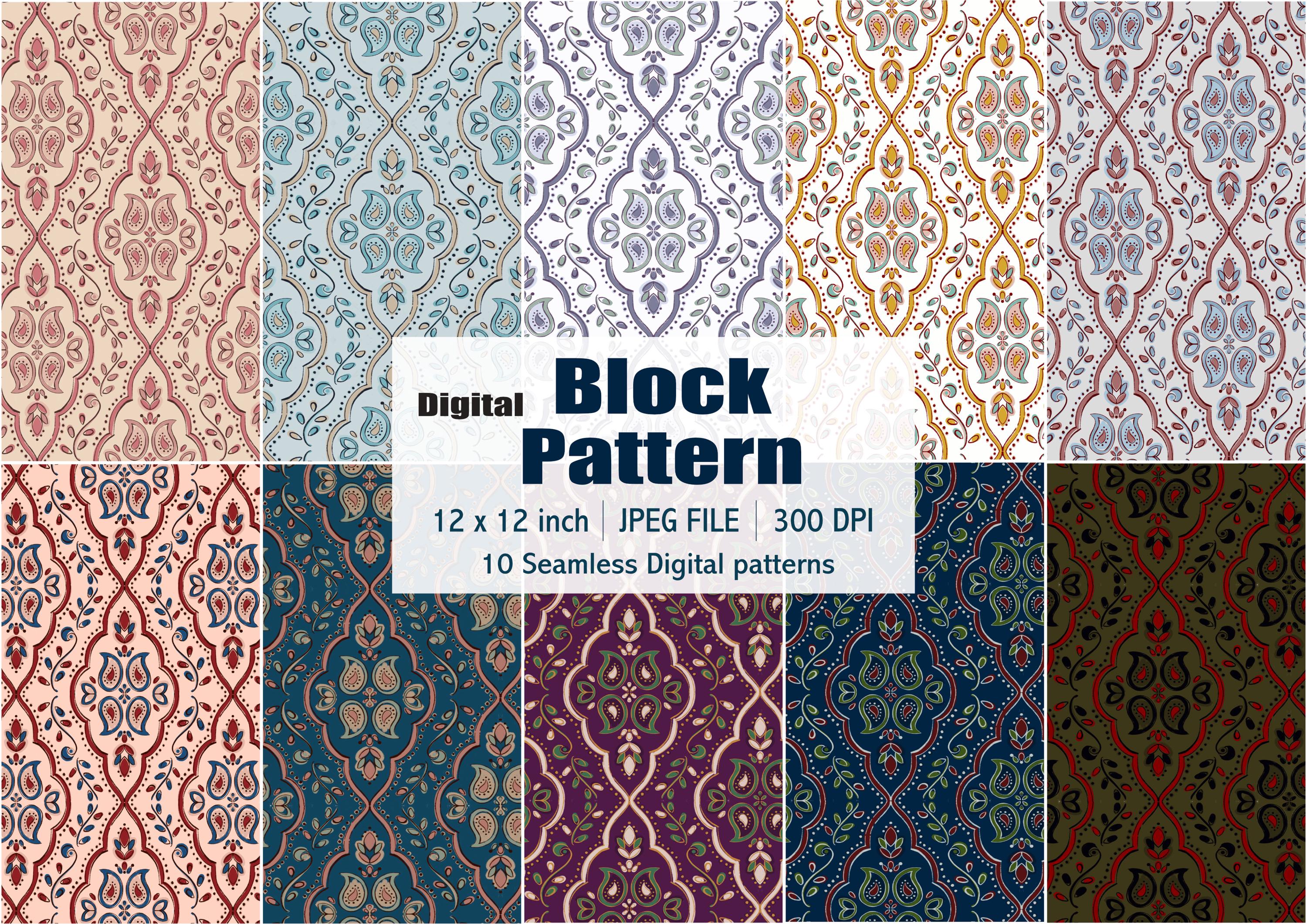 Indian Ajrakh Block Pattern – Digital Seamless Repeat, Textile Design, Wallpaper Print, Digital Paper, Pastel & Traditional Palette