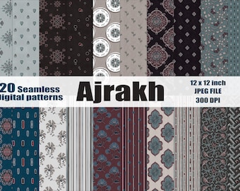 Indian Ajrakh digital seamless pattern for home wallpapes,home decor, Fabric print for fashion collection,Digital paper for book covers