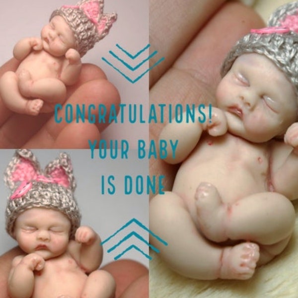 Learn how to make a tiny polymer clay baby - DIY mini reborn baby doll - PDF tutorial - instant download