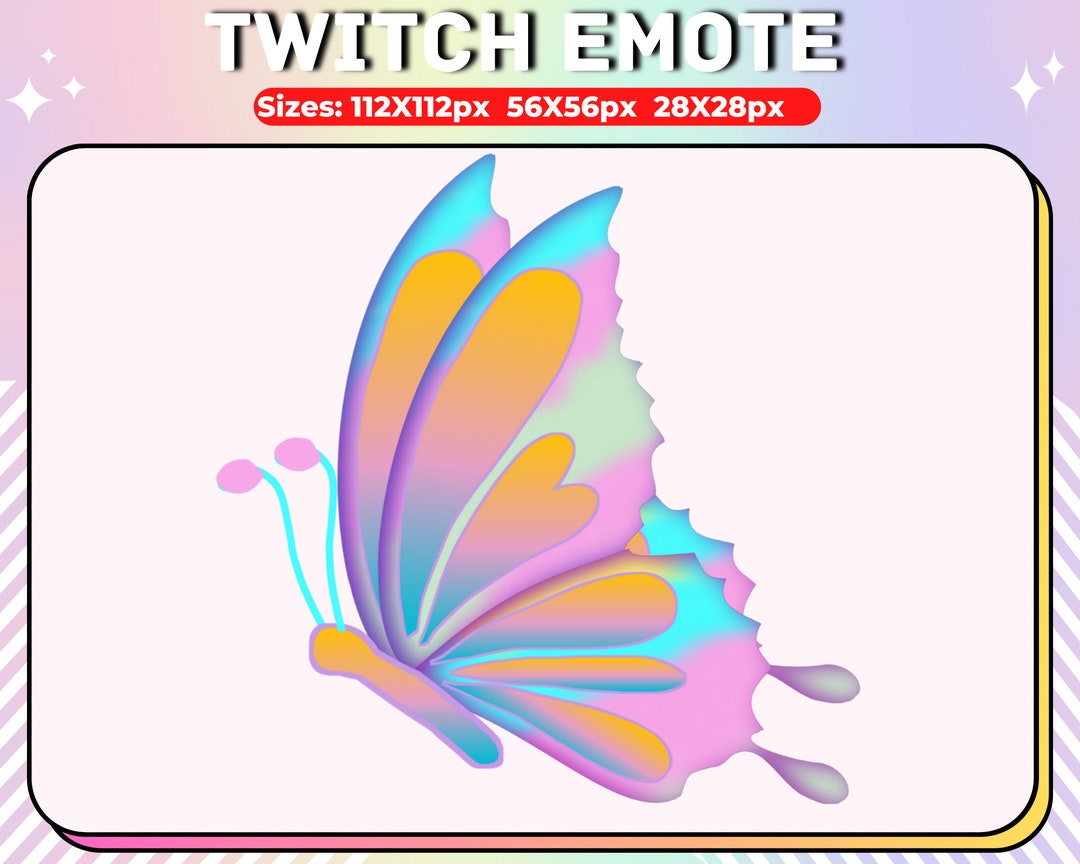 Butterfly Emote for Twitch, Kawaii Chibi Emote, Cute Emoji, Twitch