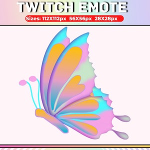 Butterfly Emote for Twitch, Kawaii Chibi Emote, Cute Emoji, Twitch Streamer Emote, Twitch Chat Emote, Discord/ YouTube emote, rainbow emote