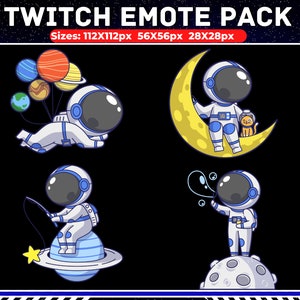 Astronaut Emotes for Twitch and Discord, Streamer Emotes, Space Theme, Streamer Gift, Twitch Emotes
