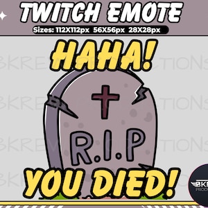 RIP Headstone Emote for Twitch, YouTube, Discord, Streamer Emote, Halloween Emote, Community Emote, Funny Emote, Death Emote, You Died Emote