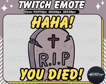 Emote de pierre tombale RIP pour Twitch, YouTube, Discord, Streamer Emote, Halloween Emote, Communauté Emote, Drôle Emote, Mort Emote, Vous êtes mort Emote