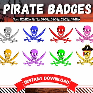 Pirate Badges for your Twitch Stream! | Skull Badges | Pirate Badges | Halloween | Skeleton | Sub/Bit/Cheer Badges for Streamers & Gamers :)