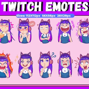 Kawaii Anime Girl Emote Pack, Cute Chibi Emotes for Twitch and Discord, Gamer Girl Emote, Hype Emotes
