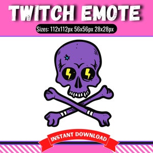 Skull Emote for your Twitch stream! Halloween | Skeleton | Scary emote | Cross Bones emotes | Purple emote |  Emotes for Twitch & Discord