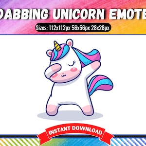 Cute Unicorn Emote, Twitch Animal Emote, Colorful Discord Emote, Rainbow Pride Emotes