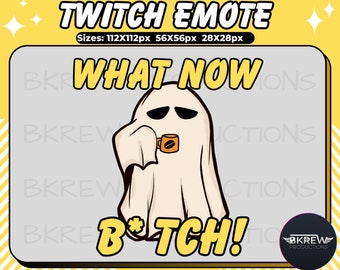 ¡Ghost Emote para tu transmisión de Twitch! Emoticono de Halloween, Emoticono de What Now B*itch, Emoticono espeluznante, Emoticonos de contracción/Discord, Emoticono divertido, Emoticono exagerado