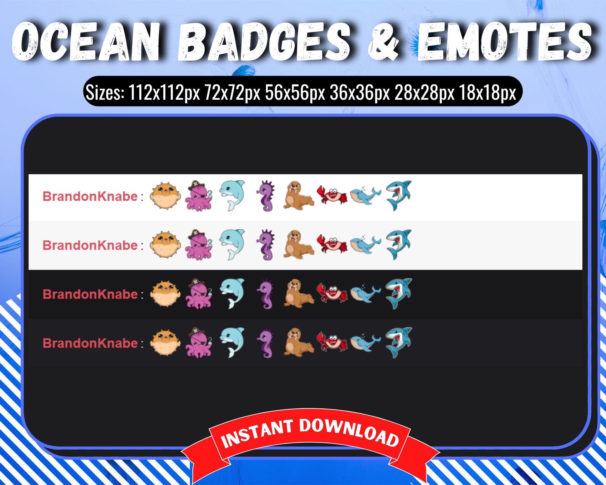 Ocean Emotes Ocean Animal Twitch Emotes, Streamer Emotes, Cute Discord Emotes, Shark ...