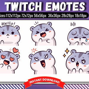 Hamster Emotes for Discord and Twitch - Rat and Guinea Pig Emojis, Chibi Characters, Perfect for Streamers and Gamers