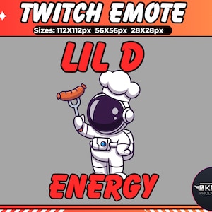 Emote de astronauta, Emote de bombo espacial, Emote de Twitch/Discord, Emote de transmisión de tema de astronauta, Emote de LIL D ENERGY, Emote divertido, Emote de Streamer