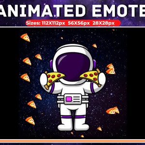 Emoticono animado de astronauta para Discord y Twitch, tema espacial, transmisión, emoticonos de juegos, emoticono de pizza