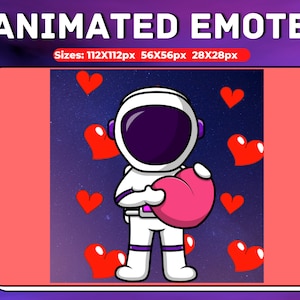 Astronaut Animated Emote, Twitch Emote, Space Emote, Heart Emote, Kawaii Emote, Animated Twitch, Discord Emote