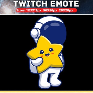 Streamer Astronaut Emote, Space Hype Emote, Twitch/Discord Emote, Astronaut Theme Stream Emote, Star Emote, Space emote, Cute emote, Chibi