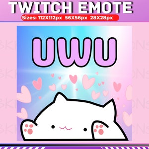 Uwu Twitch Emote, süßes Discord Emote, Text Emote für Luftschlangen, Kawaii Emote, süßes Uwu Emote