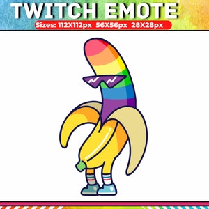 Emote Orgoglio banana Twitch - Amore, carino, felice, arcobaleno / HYPE per streamer e giocatori di Twitch