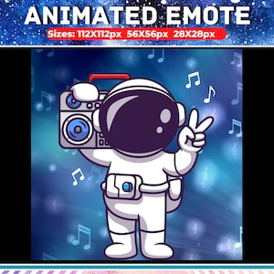 ¡Emoticono animado de DJ astronauta para tu transmisión de Twitch! Emoticon de astronauta, Emoticon de espacio, Emoticon de DJ, emotes de contracción / discordia, emote de música