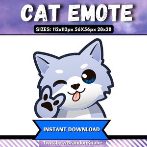Emotka kota do Twojej transmisji na Twitchu! | Zwierzę | Kawaii | Kotek | Miłość | Pokój | Słodki | Zabawny | Emotikony dla streamerów i graczy na Twitchu :)