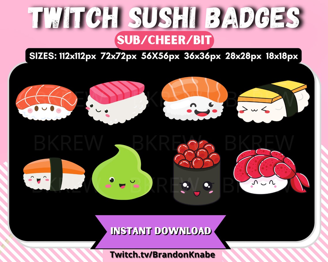 Sushi Emotes for Your Twitch Stream Food Cute Love Discord Emotes