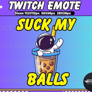 Emote de astronauta, Emote de bombo espacial, Emote de Twitch/Discord, Emote de transmisión de tema de astronauta, Emote de Suck my balls, Emote de Boba, Emote de Streamer