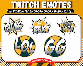 Text Emotes for Streamers & Gamers, Twitch Emotes, OMG/GG/LOL Emotes, Sub Hype Emote, Rekt Emote, Custom Emote Pack