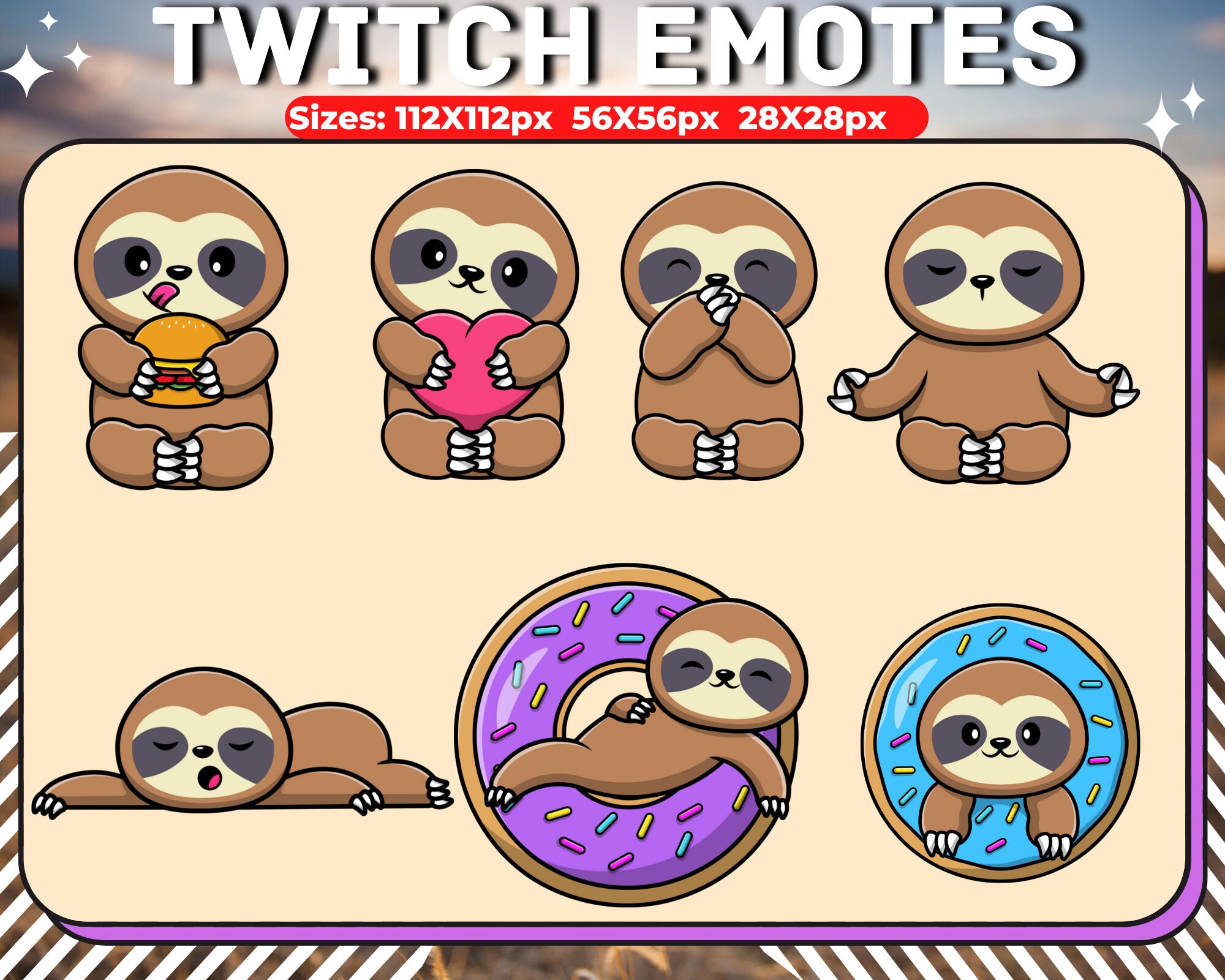 Sloth Emotes Sloth Emote Pack for Discord, Twitch, and Youtube | Kawaii Streamer ...
