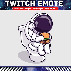 Emoticono de astronauta Streamer en el inodoro, Emote de bombo espacial, Emote de Twitch/Discord, Emote de transmisión de tema de astronauta, Emote de baile, Emote de comida