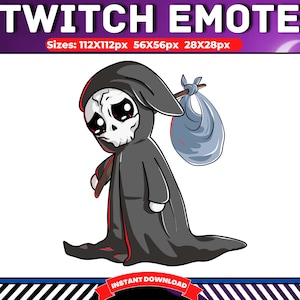 Grim Reaper Twitch Emote, Skull Emote, Discord Emotes, Halloween Stream, Twitch Stream, Streaming