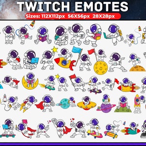 Paquete de 50 gestos de astronauta de Twitch, lindos gestos Kawaii, paquete de Twitch con temática espacial, paquete de gestos animados, gestos de Twitch/Discord
