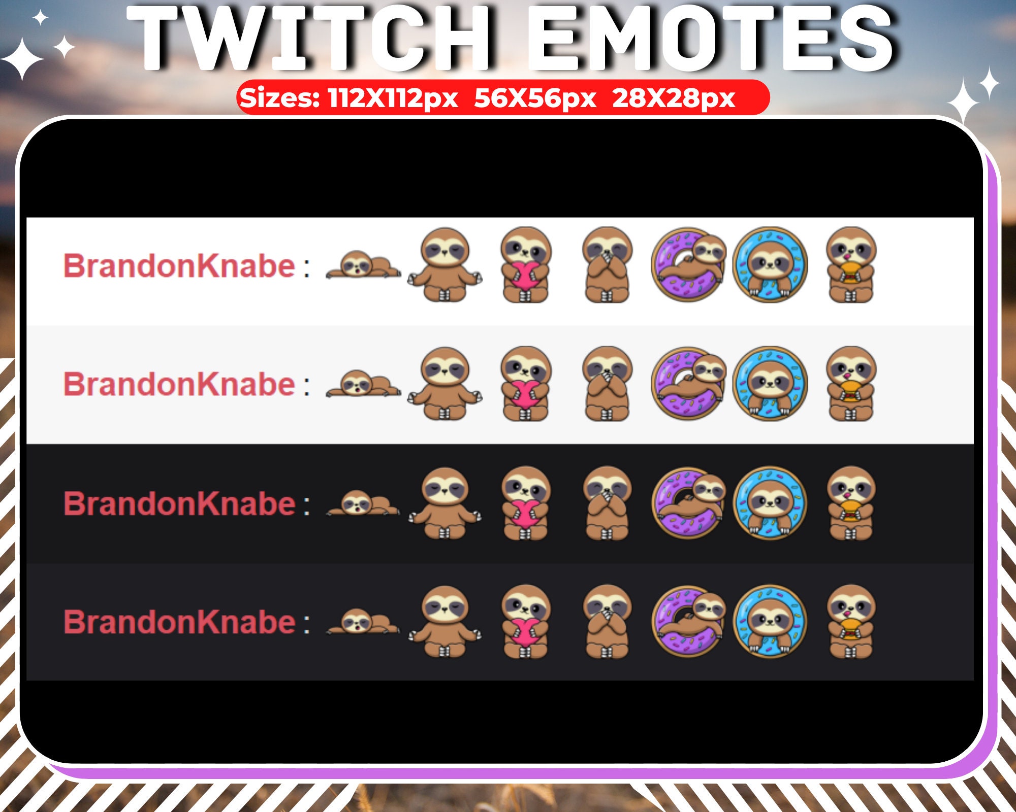 Sloth Emote Pack for Discord, Twitch, and Youtube | Kawaii Streamer ...