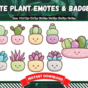 Kaktus Emote Set, Pflanzenliebhaber Geschenke, Twitch Panels, Discord Alarme, Abzeichen Pack, Kaktus Kunst, Streaming Overlays