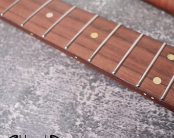 Mástil de arce tostado con llama oscura tipo T TL Special, 22 trastes Jescar de níquel Medium Jumbo, estilo T satinado, parte de guitarra eléctrica vintage personalizada