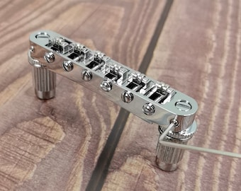 Silver Tune-O-Matic Roller Saddle Bridge para guitarra elétrica, kit de construção de guitarra vintage de 6 cordas, peça acessória de substituição