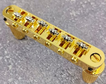 Gold Tune-O-Matic Roller Saddle Bridge para guitarra elétrica, kit de construção de guitarra vintage de 6 cordas, peça acessória de substituição