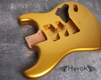 Hard Tail Gold 2PC Mahogany ST S Type Body High Gloss, Custom S-Style Body, High Gloss Vintage Part Gadget DIY Building Kit, ST Replacement