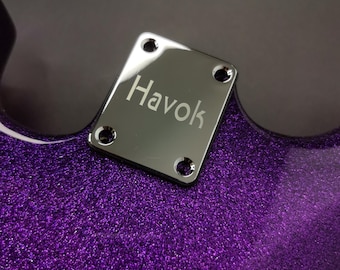 Havok Neck Plate With Gasket And Screws, Tele T-Style Strat S-Style, High End Accessory and Replacement, Guitar Build Kit DIY, Guitar Gadget